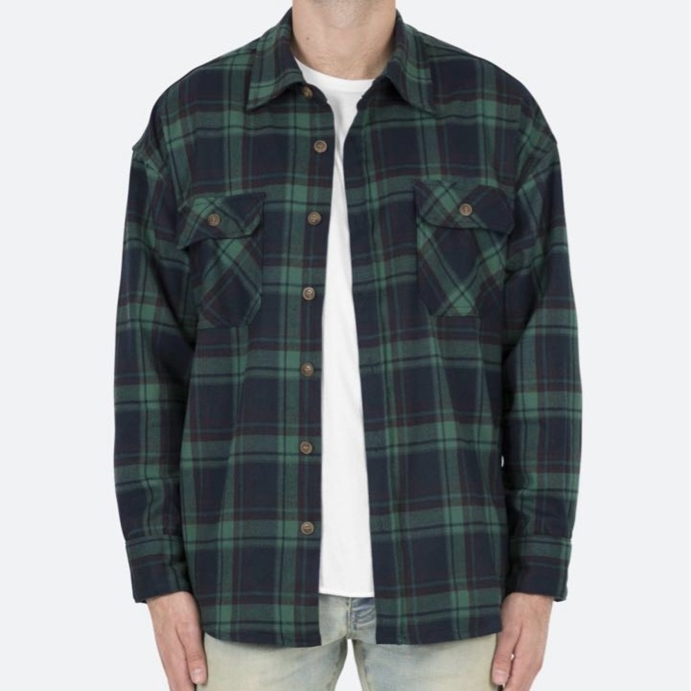 MNML green flannel top